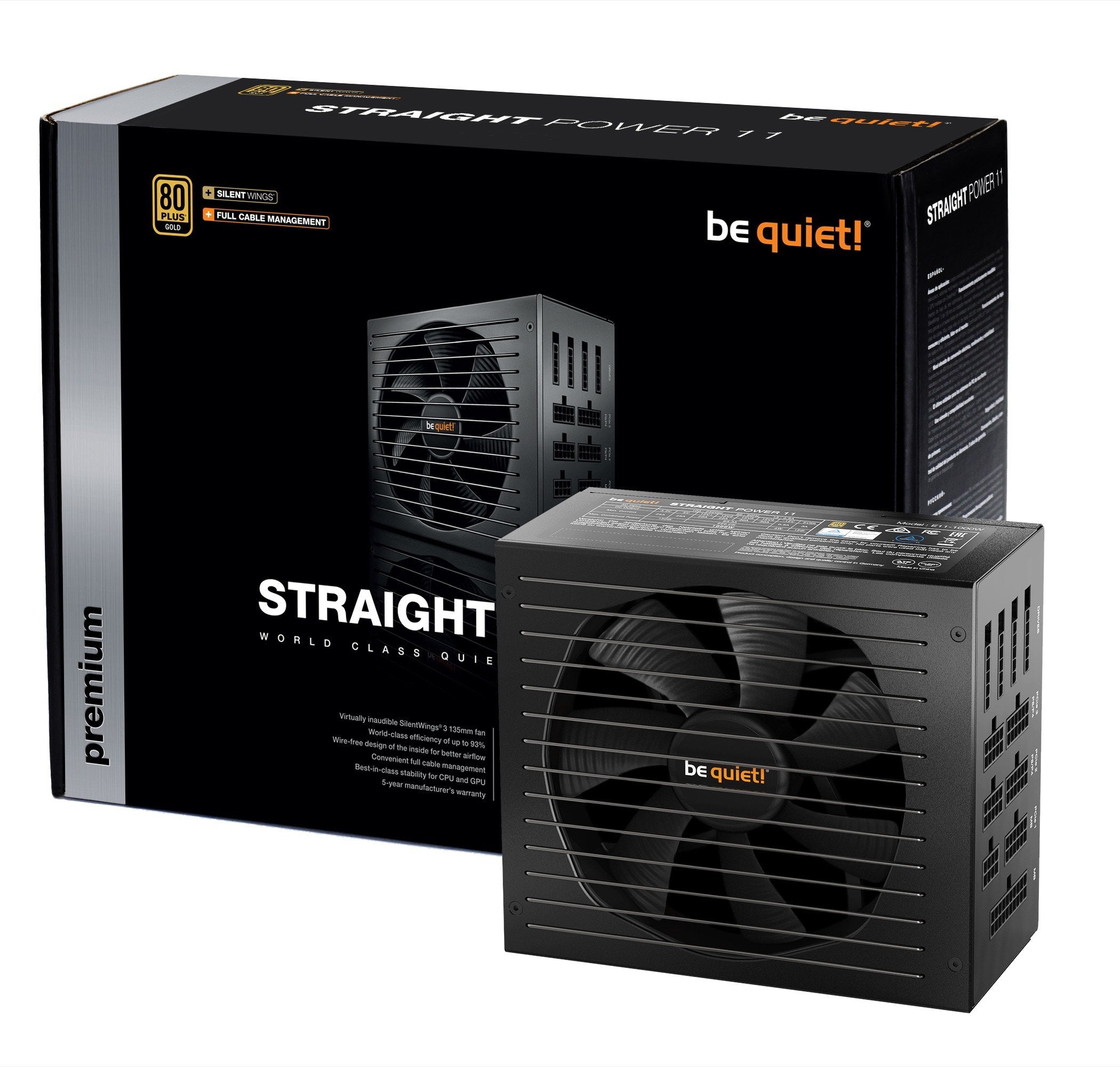 Fuente De Alimentación Be Quiet Atx 1000w Straight Power 11 Bn213 Modular/80+ Oro/Cables Mallados Negros Bn285