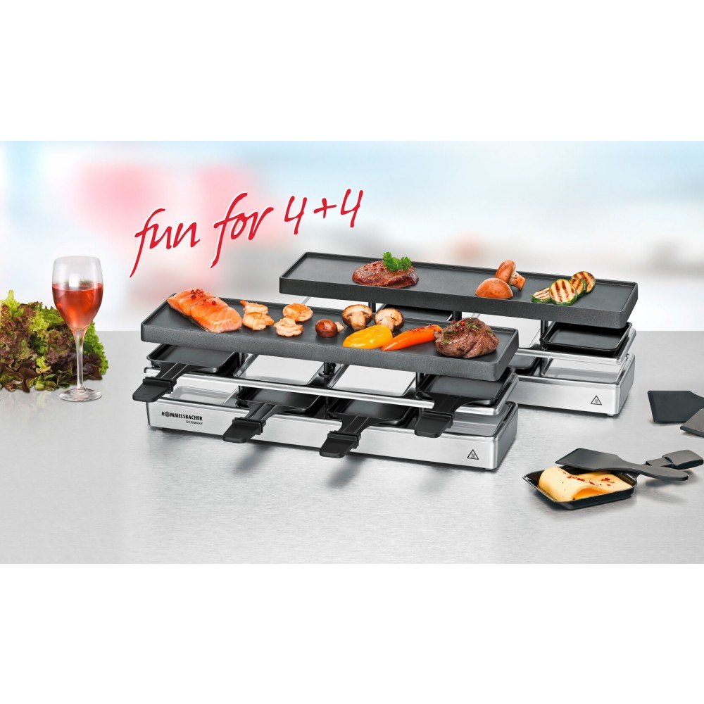 Raclette Rommelsbacher Fun Para 4+4 Rc 1600, Plateada Rc 1600