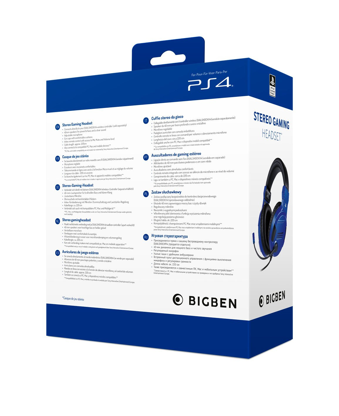 Auriculares Nacon Ps4ofheadsetv3blue Bigben Con Micrófono Azul