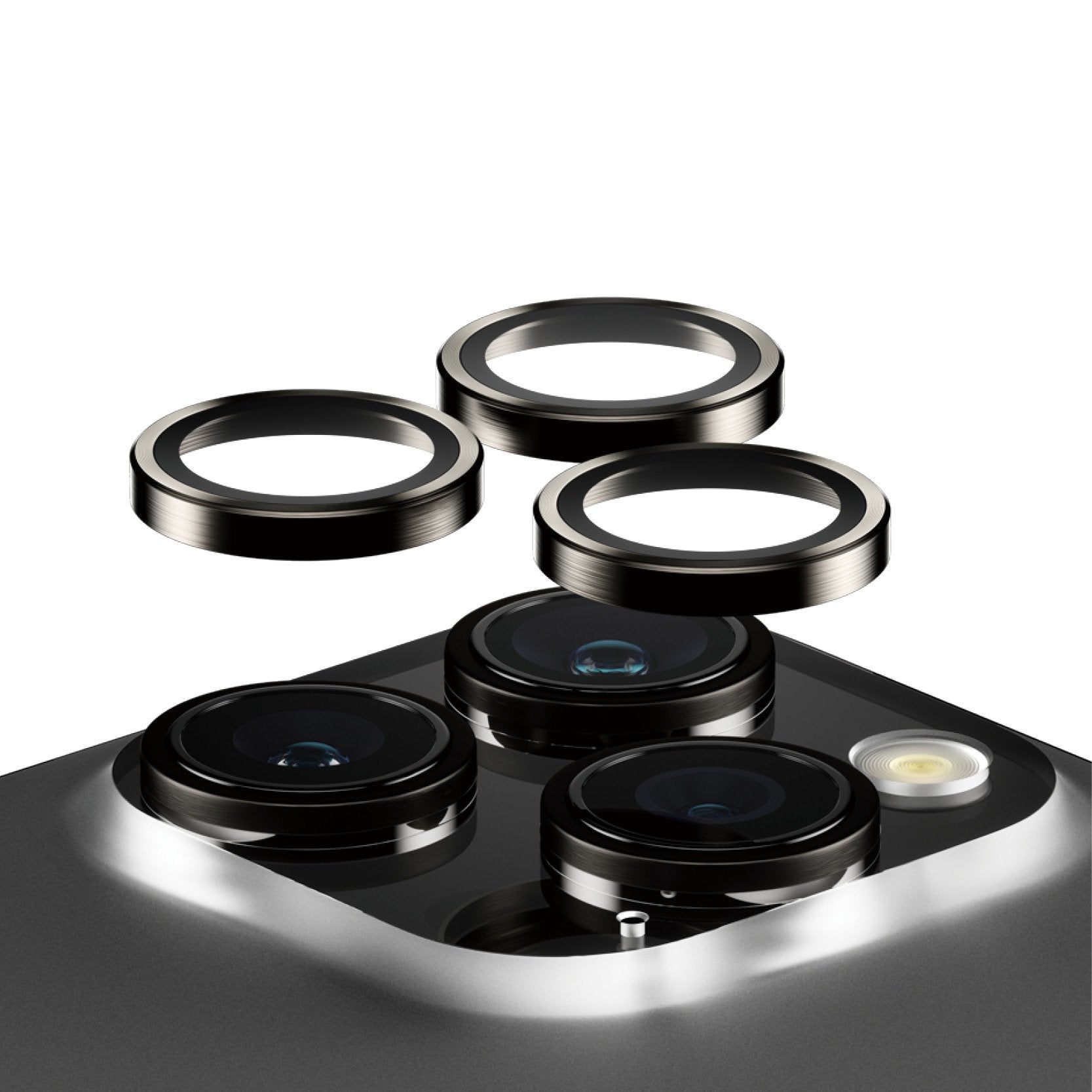 EAN 5711724011399 - PanzerGlass ® Hoops® Metal Camera Lens Protector Black iPhone 15 Pro | 15 Pro Max Protector de pantalla A imagen 1