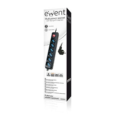 EAN 8032958188150 - Ewent EW3924 base múltiple 1,5 m 6 salidas AC Negro imagen 2