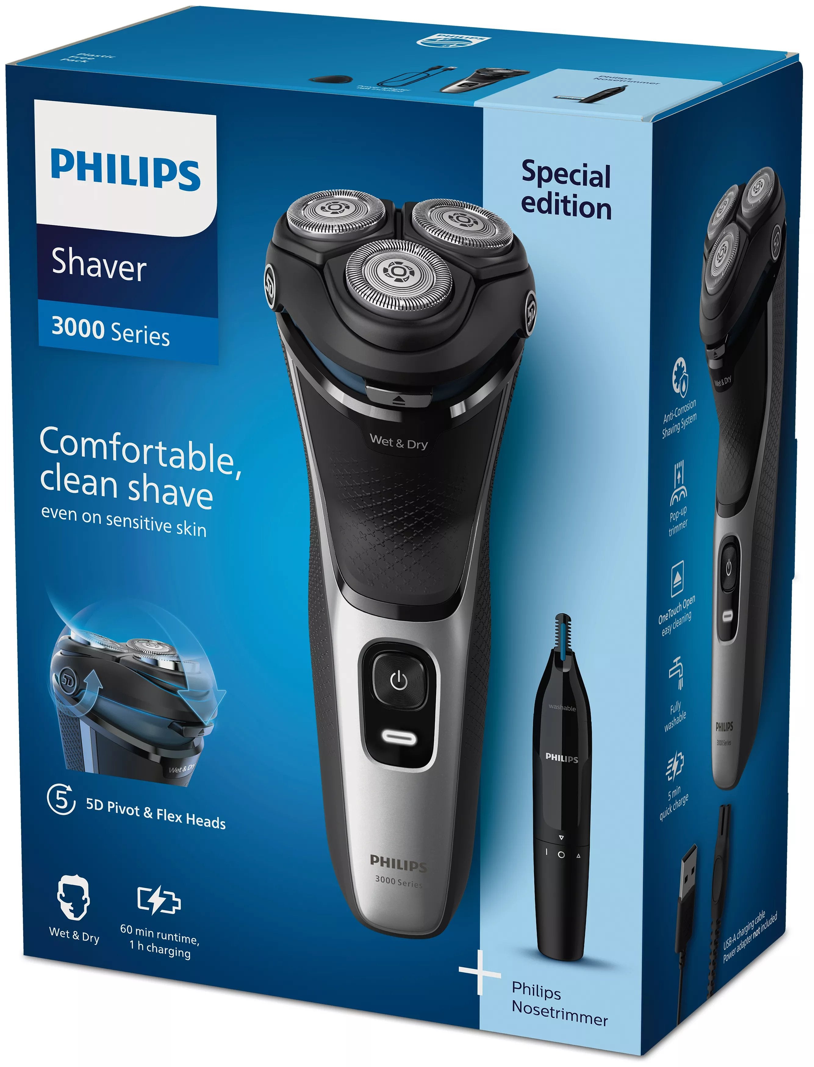 EAN 8720689018548 - Philips S3143/02 afeitadora Máquina de afeitar de rotación Recortadora Negro, Plata imagen 5