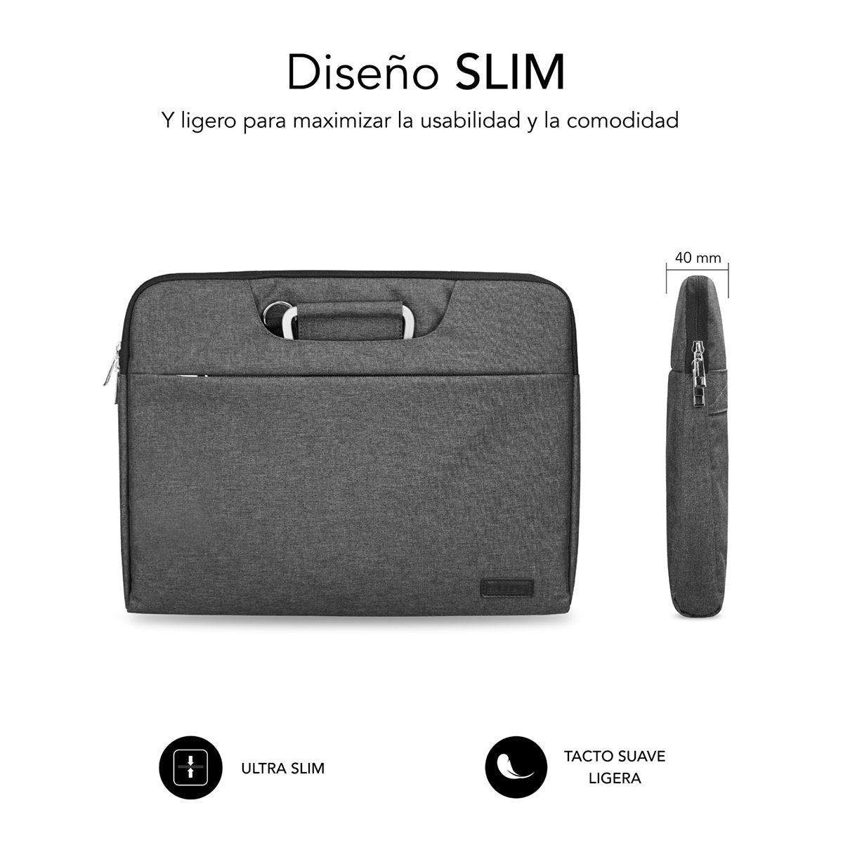 Maletín Subblim Business Laptop Sleeve Para Portátiles Hasta 15.6' Cinta Para Trolley Gris