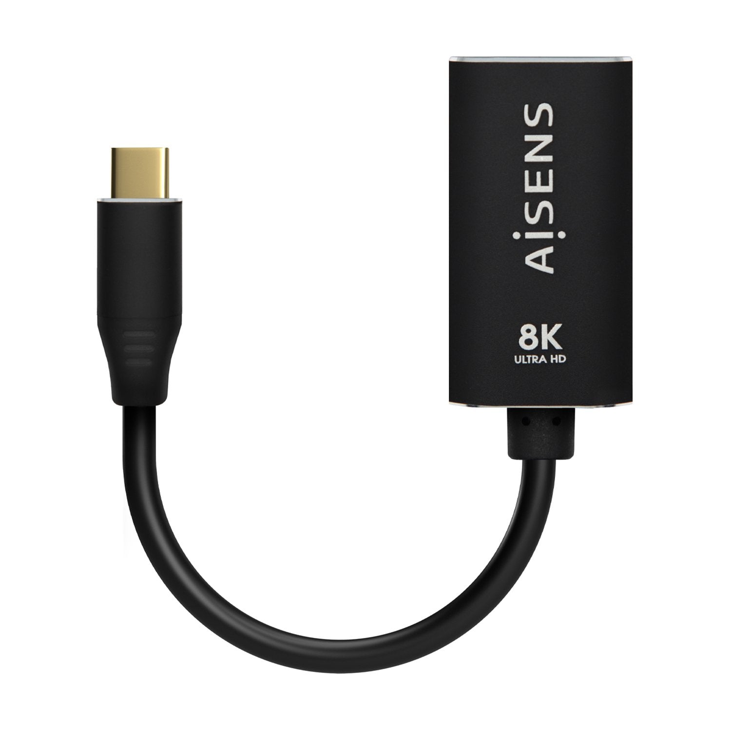 Aisens Conversor Aluminio Usb-C A Displayport 8k@60hz - Usb-C/M-Dp/H - 15cm - Negro