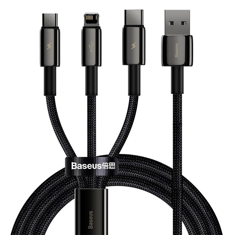 EAN 6953156204973 - Baseus Tungsten Gold 3-in-1 cable USB USB 2.0 1,5 m USB A USB C/Micro USB A/Lightning Negro imagen 1