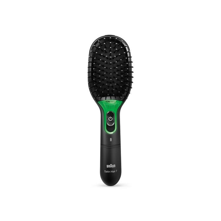 Cepillo Alisador Para El Pelo Braun Satin Hair 7 Iontec Br710e Iónico Negro Y Verde