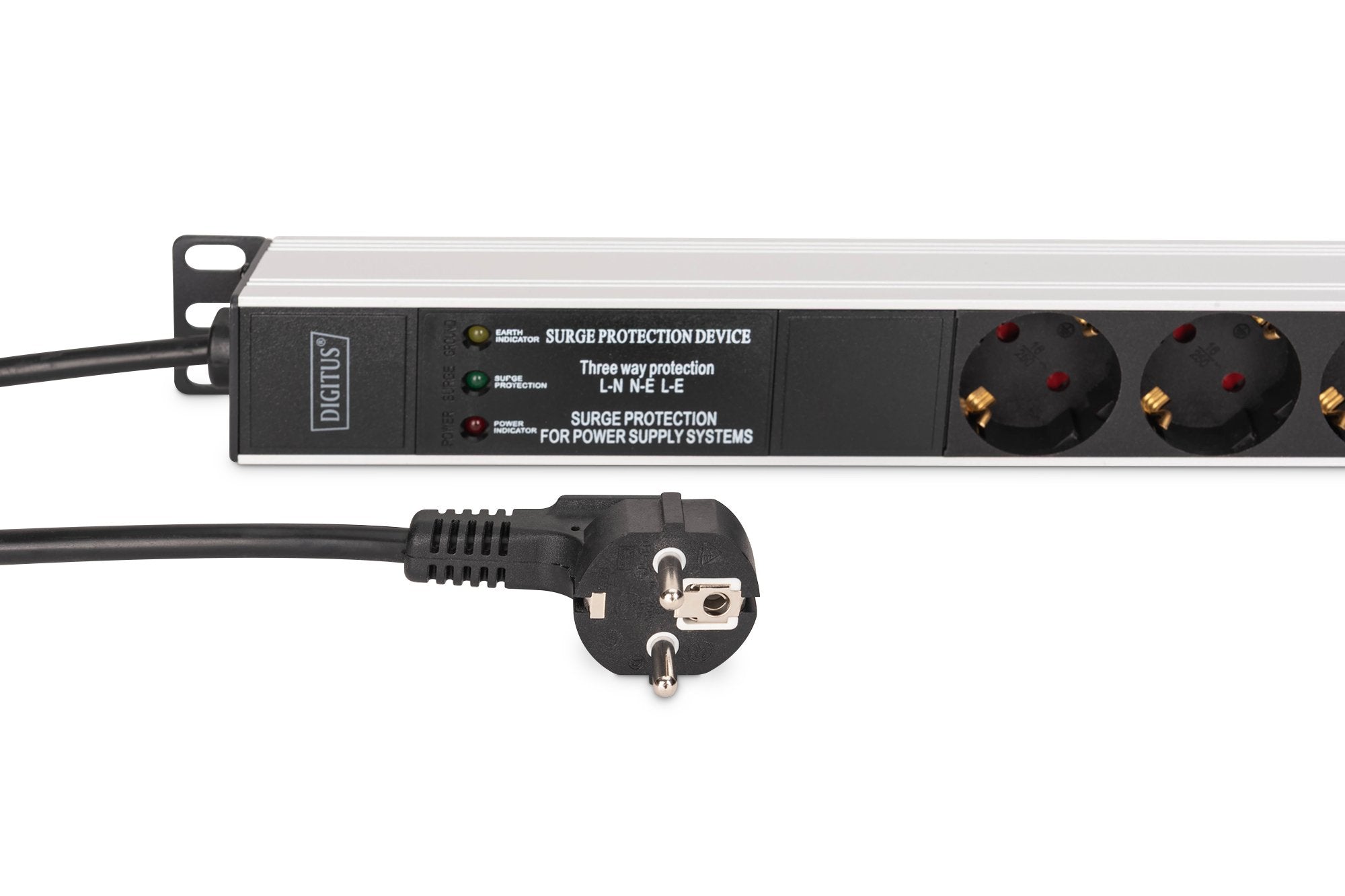 Digitus Meckdosenleime 9-Fach 19" Alu. 1he 2m Negro