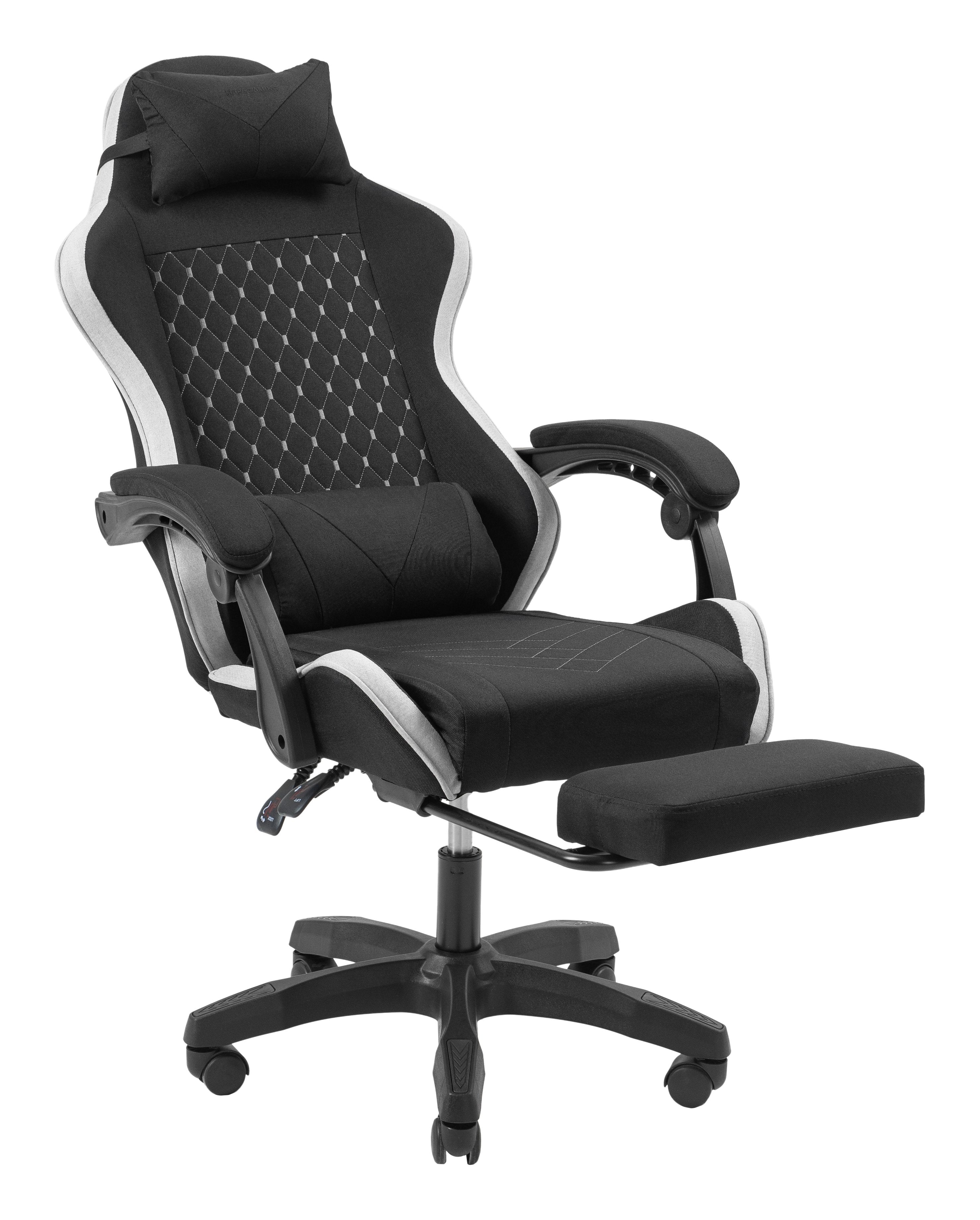 Silla Gamer Mars Gaming Mgcxfgrbl Negra Y Blanca Reclinable Reposabrazo Ajustable Reposapies Cojines