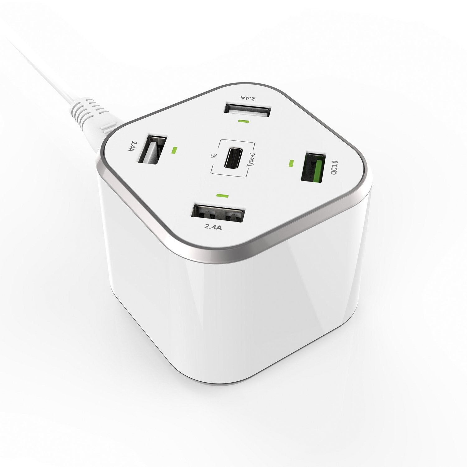 Aisens Cargador 48w 5 Puertos 3xusb-A 1xusb-C 1xusb Qc3.0, Blanco