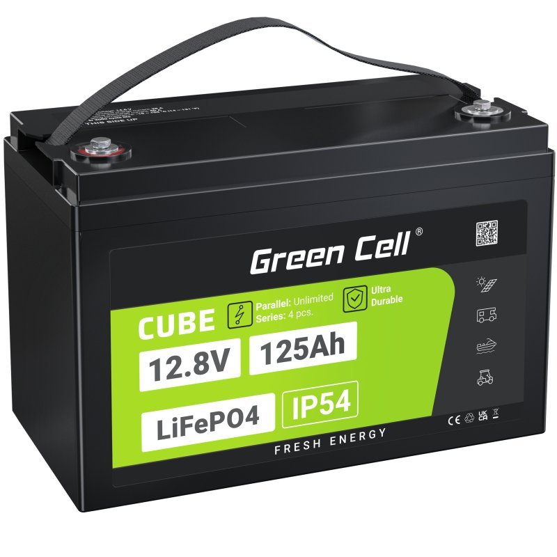 EAN 5904326374829 - Green Cell Žalias Cell CUBE LiFePO4 125Ah 12,8V 1600Wh liio geležies fosfato baterija kemperiui, sauls en imagen 1