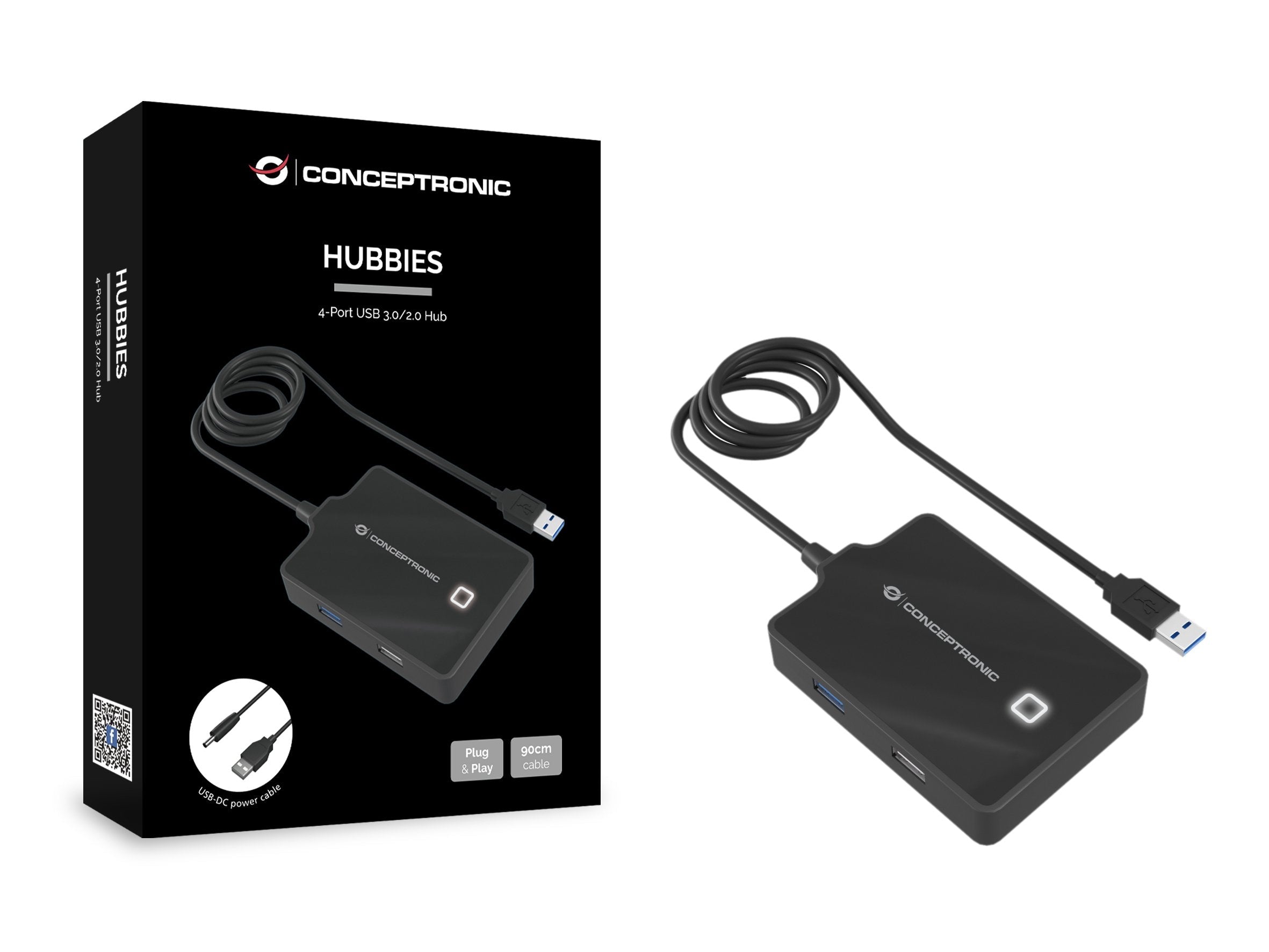 Hub Usb3.0 Conceptronic Hubbies05b 4 Puertos Y Cable De 90cm