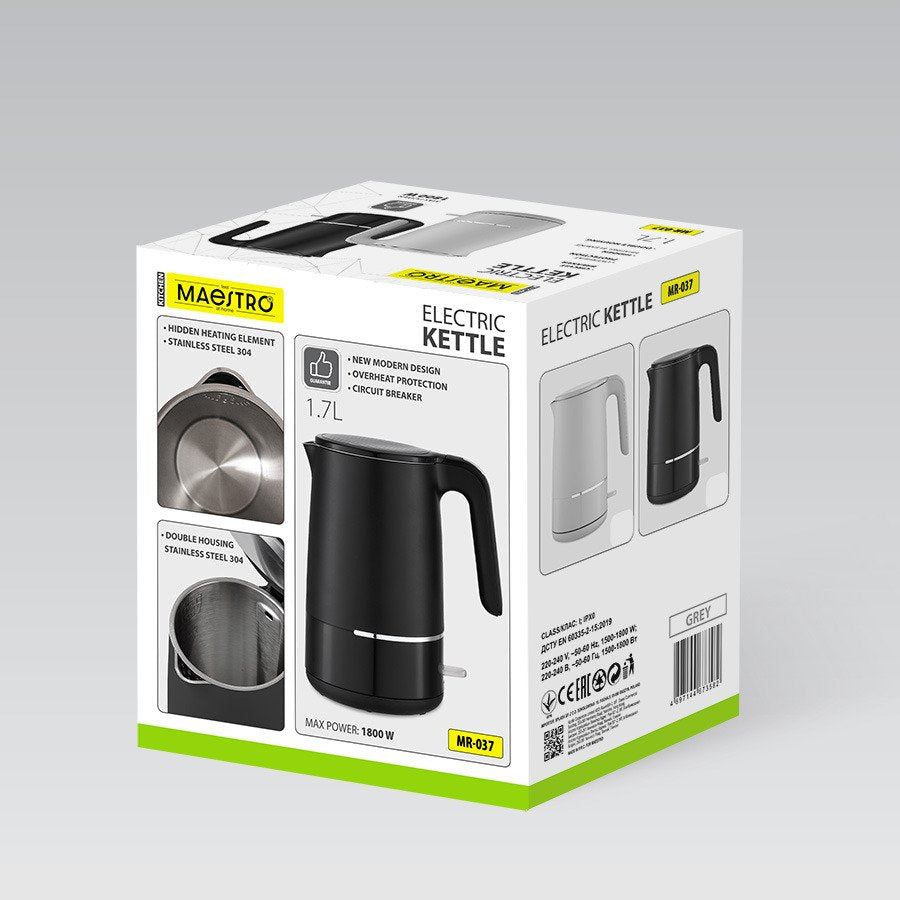 EAN 4897144673582 - Maestro MR-037-GREY tetera eléctrica 1,7 L 1800 W Gris imagen 4