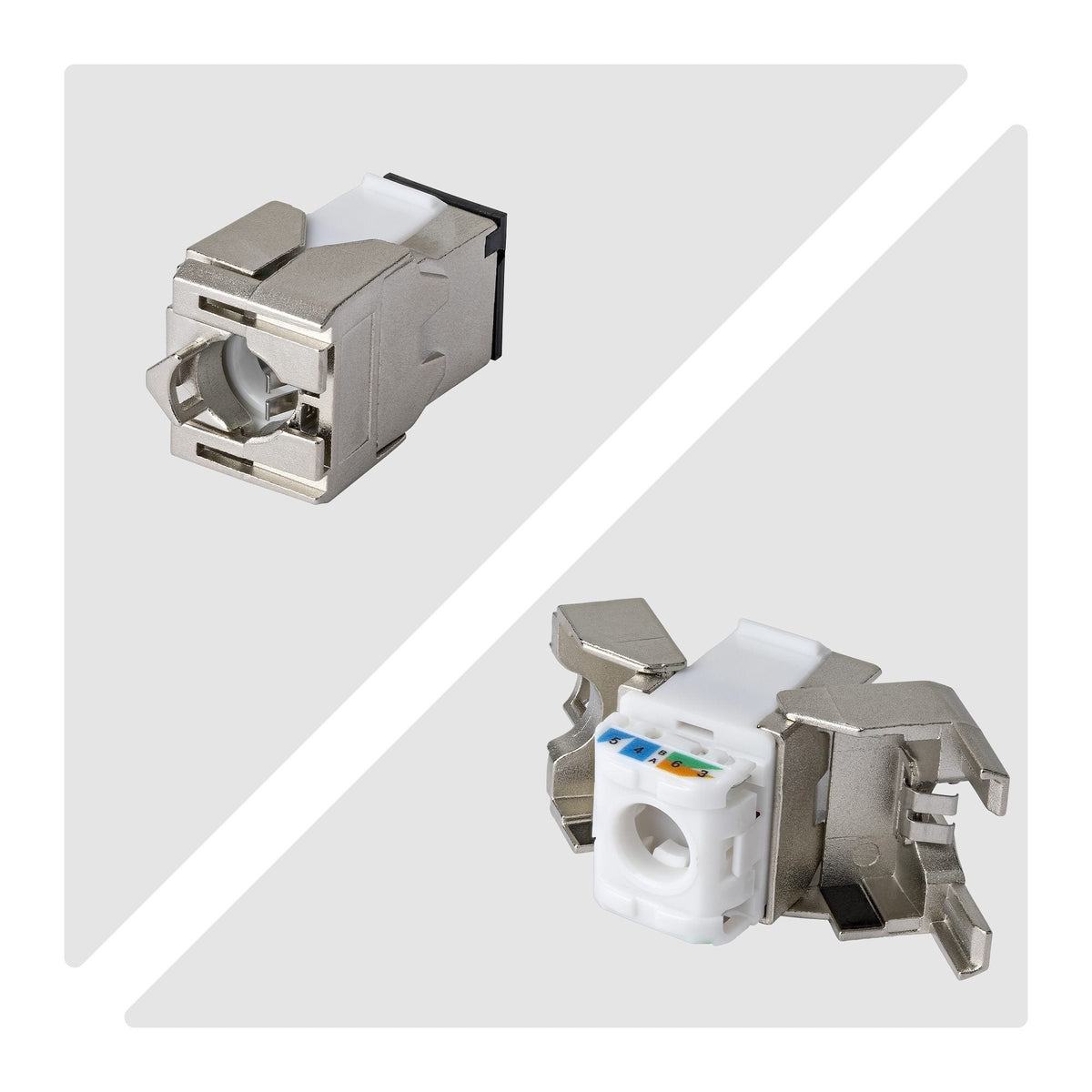 Startech.Com Geschirmtes Cat6a Keystone Jack Módulo, Pack De 10 Rj45 Ethernet Conector Hembra, Stp Cat6a Wandbuchse, 180 Grad, Sin Herramientas, Plano, Plateado, Rj-45, Conector Hembra, Conector Hembra, 10gbase-T
