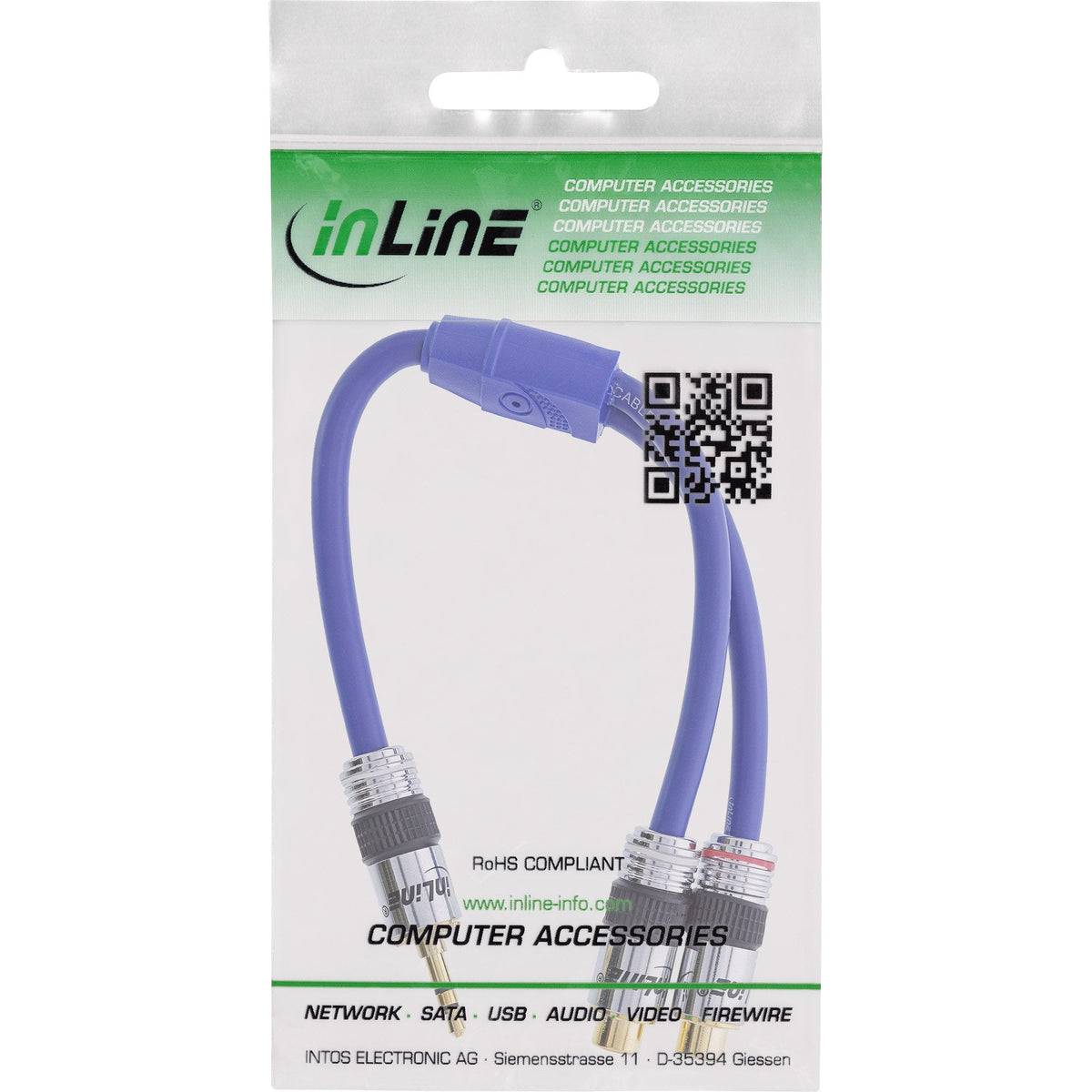 Cable De Audio Inline Premium 2x Rca Hembra A Macho De 3,5 Mm De 0,25 M