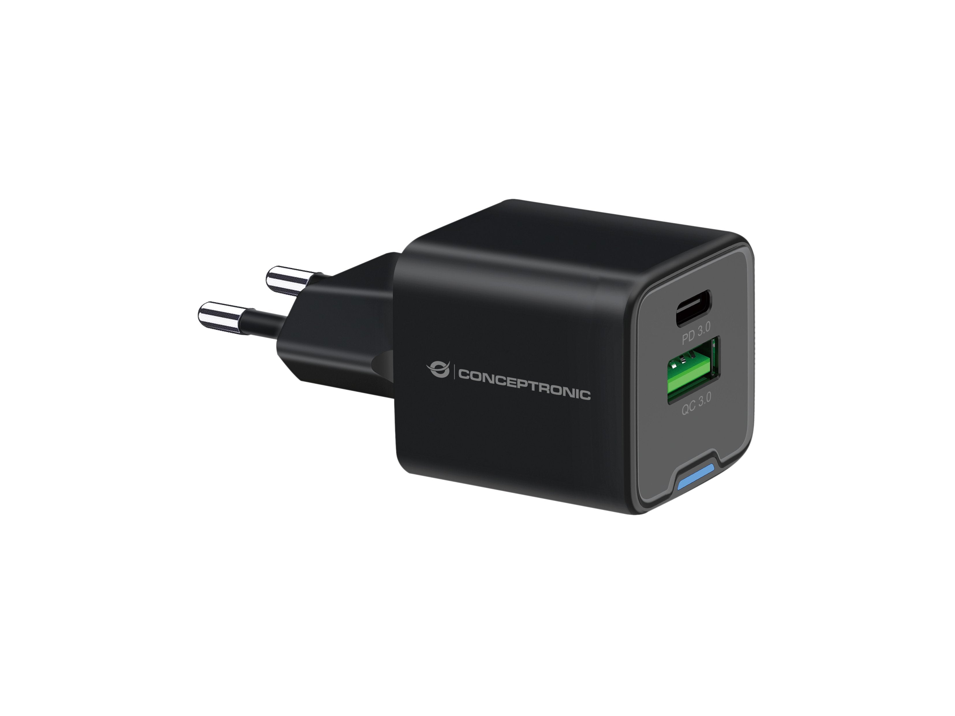 Conceptronic Cargador 2port 20w,1xusb-C,1xusb-A 1.5m Sw