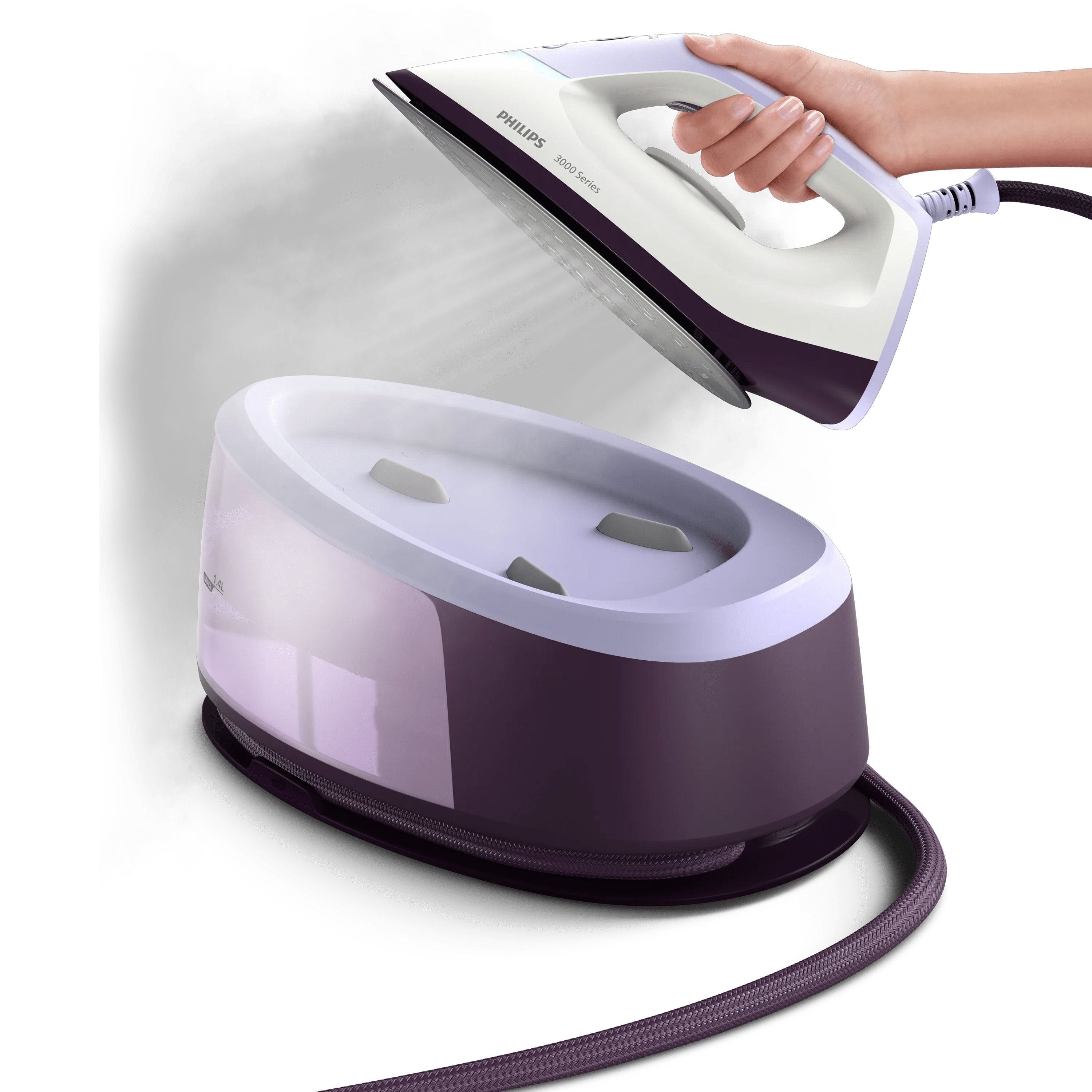 EAN 8720389029493 - Philips 3000 series PSG3000/30 estación plancha al vapor 2400 W 1,4 L Suela de cerámica Púrpura, Blanco imagen 2