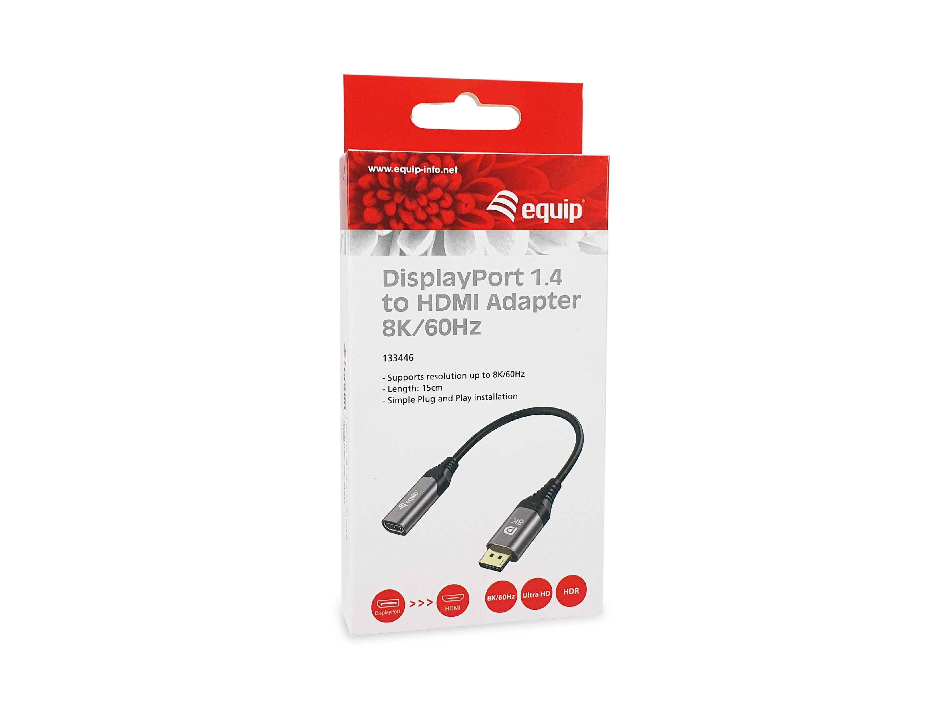 Equip Adaptador Displayport -> Hdmi 1.4 M H 8k 60hz Gris 0,15 M