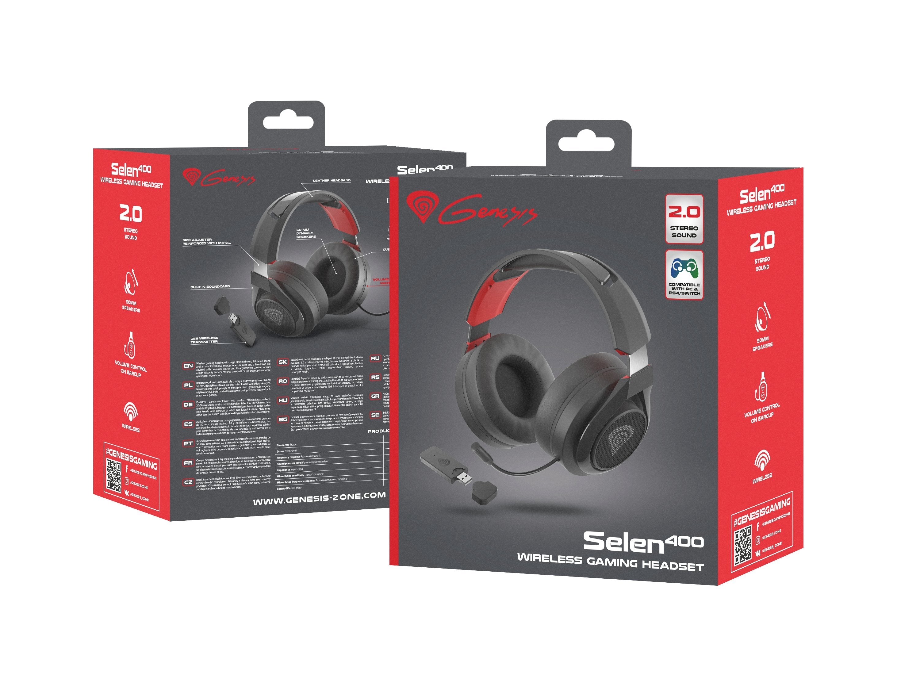 Auriculares Gaming Genesis Selen 400 Microfono Inalambrico Negro