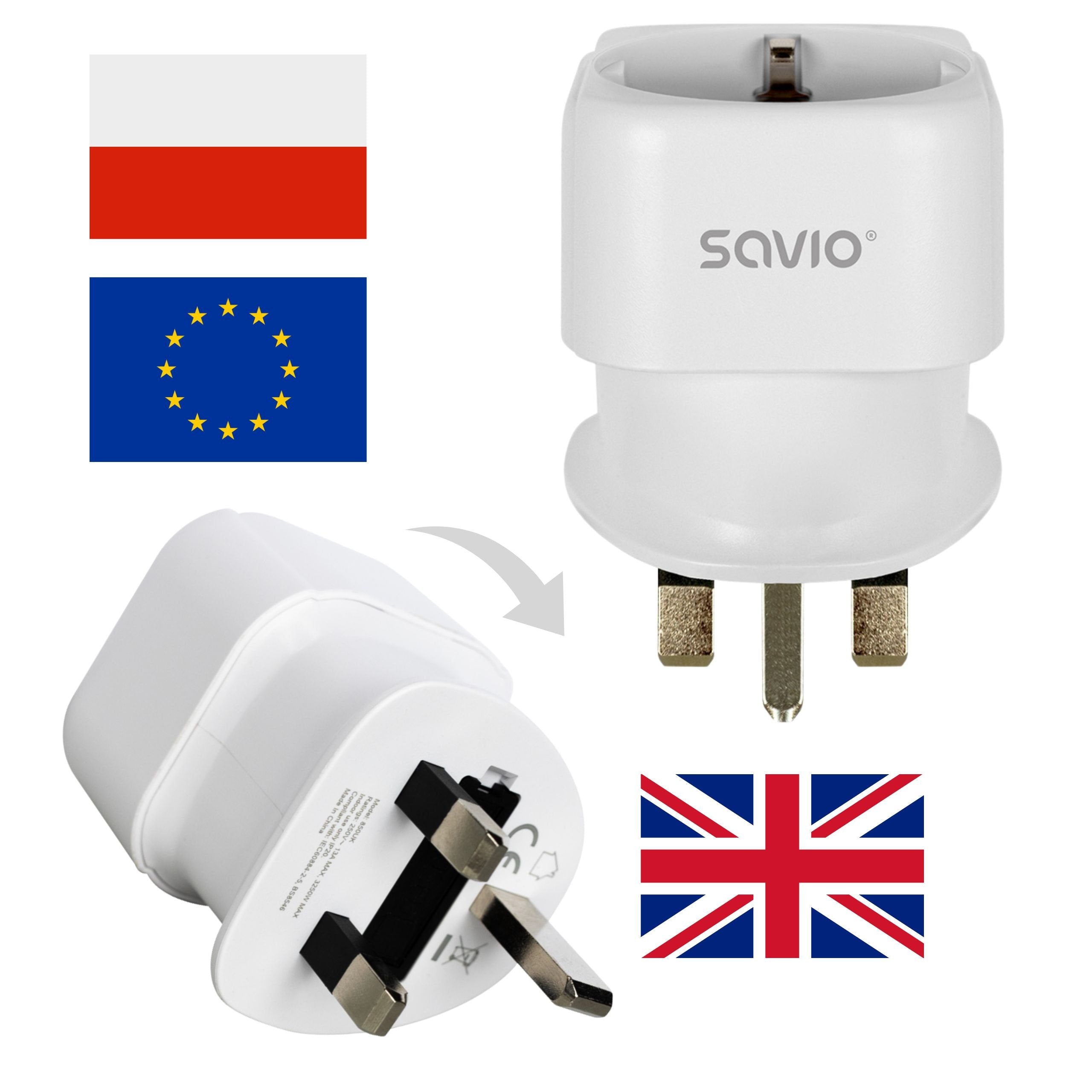 EAN 5901986049098 - Savio AP-04 adaptador e inversor de corriente Universal 3250 W Blanco imagen 2