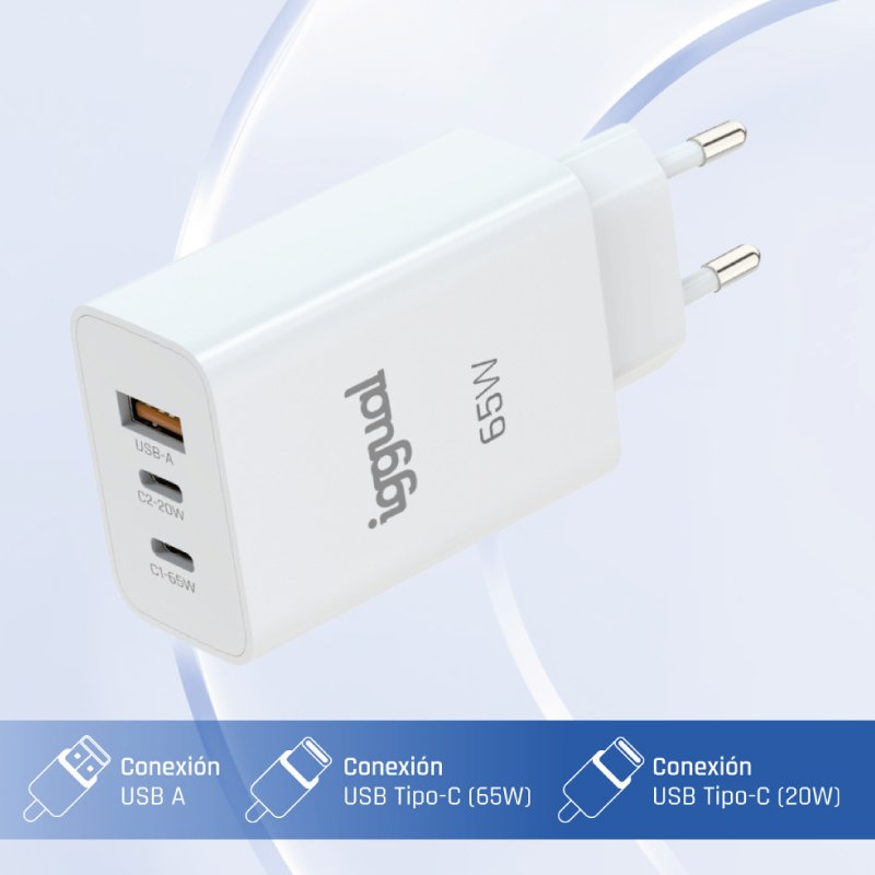 EAN 8435364320501 - iggual IGG320501 cargador de dispositivo móvil Smartphone, Teléfono móvil, Tableta Blanco Corriente alter imagen 3