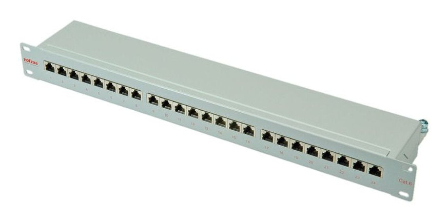 Roline Kat.6 Class E 48,26cm 19zoll-Patchpanel 24p Geschirmt Grau