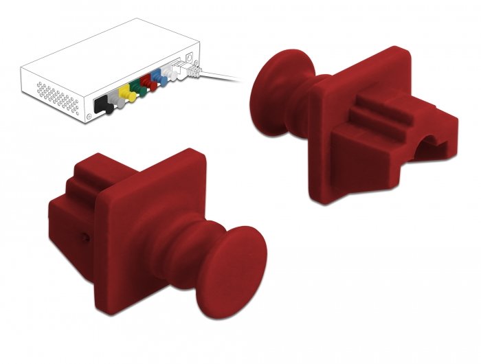 Protección De Polvo De Delock Para El Enchufe Rj45, Tapa Protectora Roja Oscura 86510