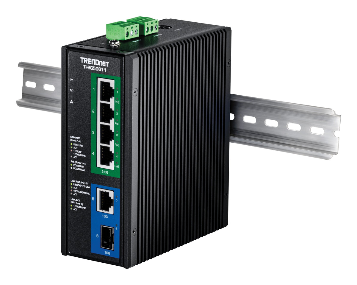 Trendnet Industrial Switch 6-Port 2.5g Poe++ 1sfp+ Din-Rail