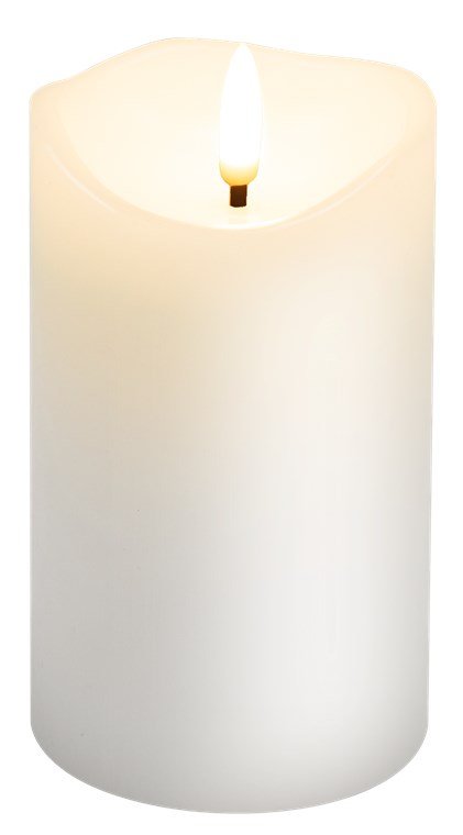 Vela Led De Cera Auténtica, Blanca, 7,5 X 12,5 Cm
Con Temporizador Y Cono De Llama 3d, Funciona Con Pilas, Luz Blanca Cálida