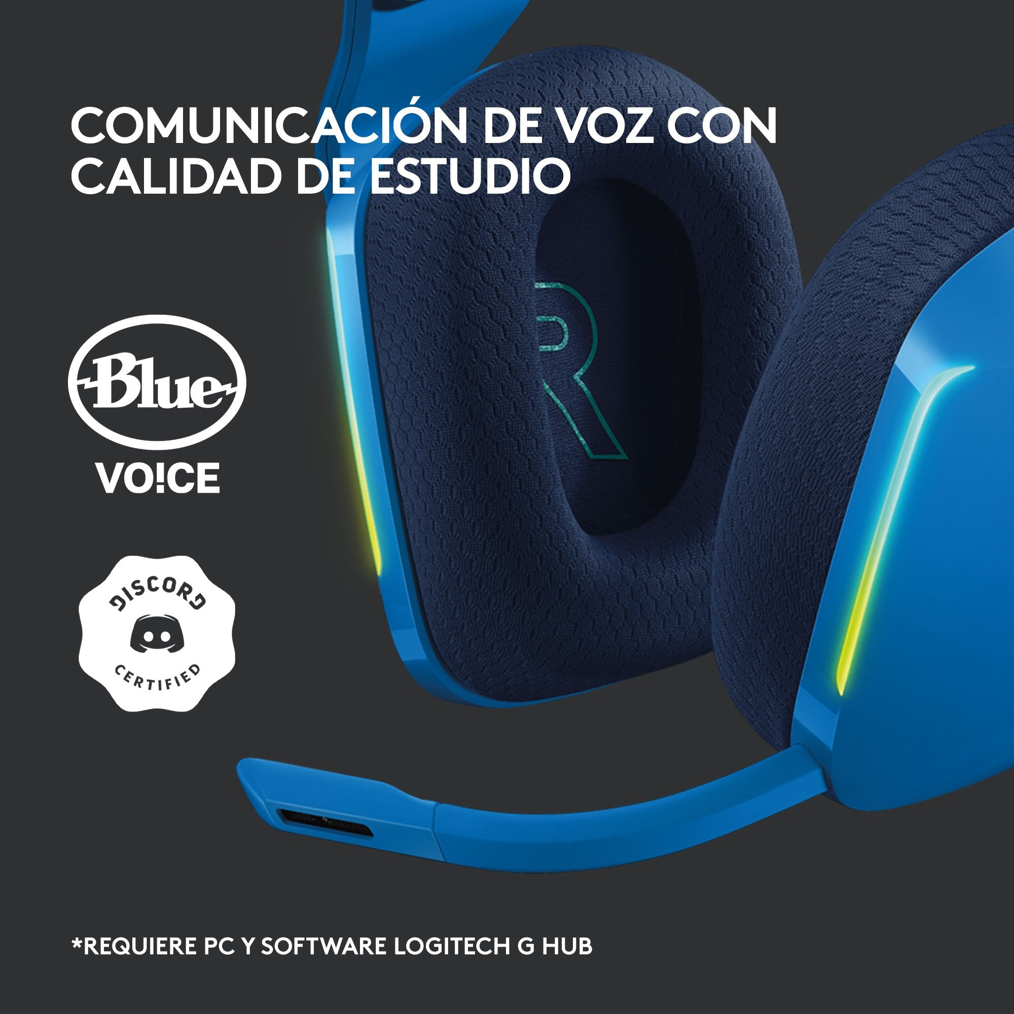 Logitech G733 Auriculares Gaming Inalambricos Dts 7.1 Con Microfono - Tecnologia Lightspeed - Iluminacion Rgb - Autonomia Hasta 29h - Microfono Extraible - Almohadillas Acolchadas - Controles En Auricular - Color Azul