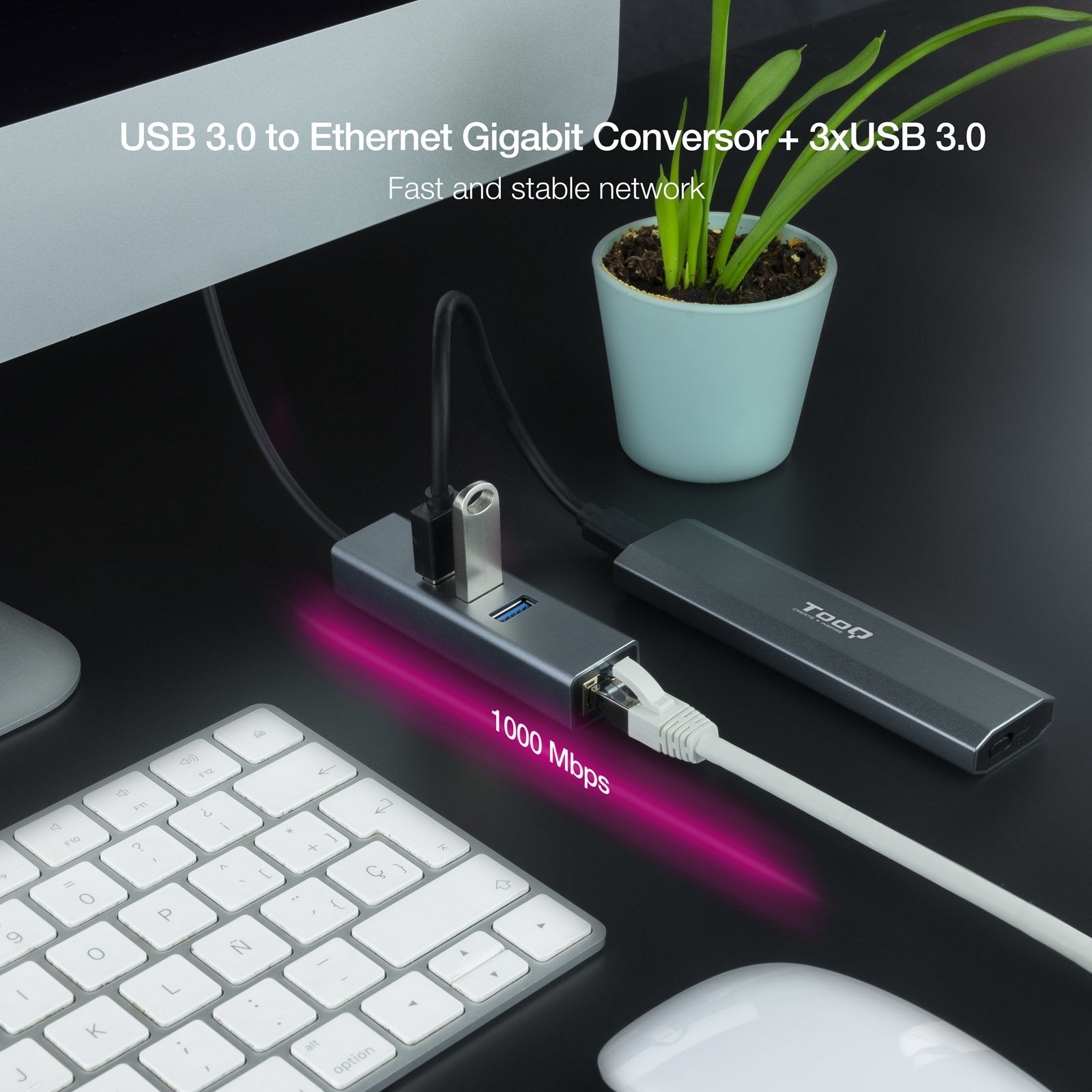 Nanocable Adaptador De Red Usb 3.0 A Ethernet Gigabit 10/100/1000 Mbps + 3 Puertos Usb 3.0