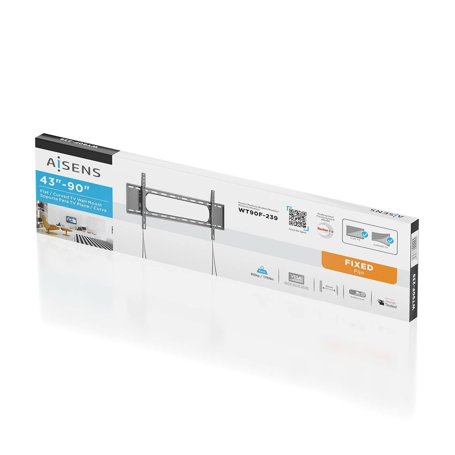 Aisens Soporte Eco Ultra Delgado Para Monitor/Tv 80kg De 43-90, Negro