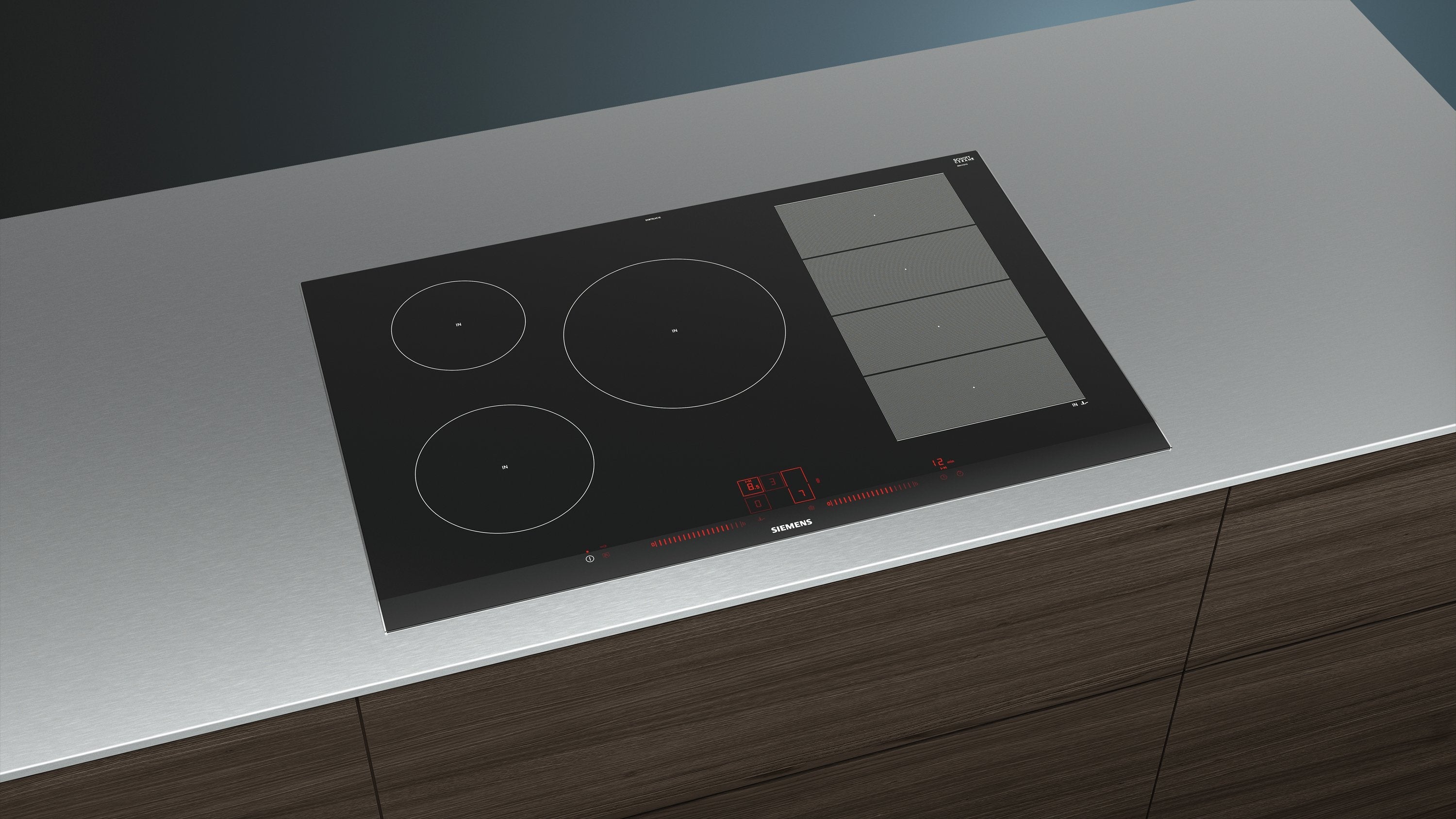 Siemens Ex875lvc1e Hobs Negro, Acero Inoxidable Integrado Con Placa De Inducción 5 Zona(S)