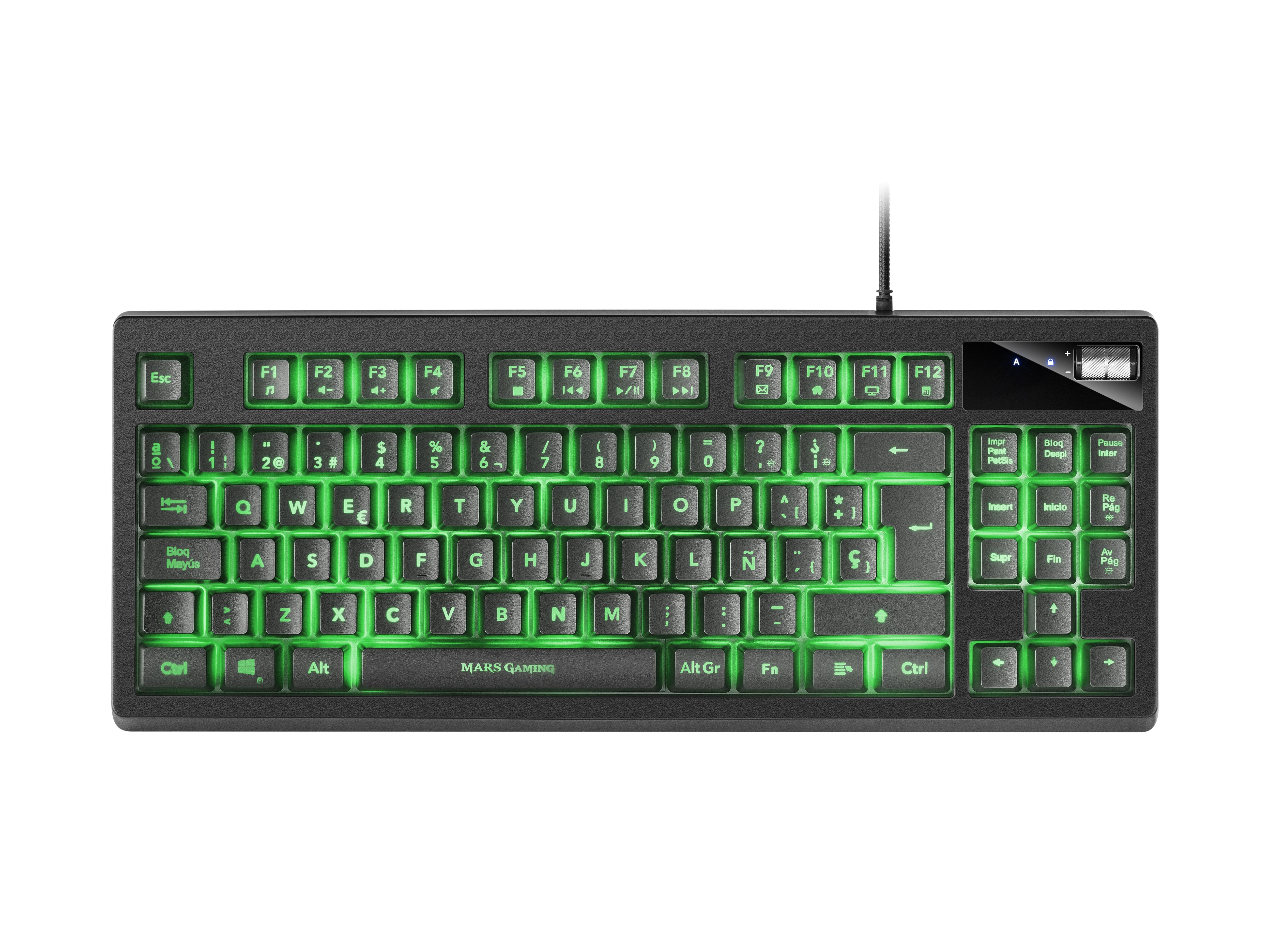 Teclado Español Mars Gaming Mkaxes Tkl H-Mech Iluminación Rgb 9 Efectos Reposamuñecas Gel Negro