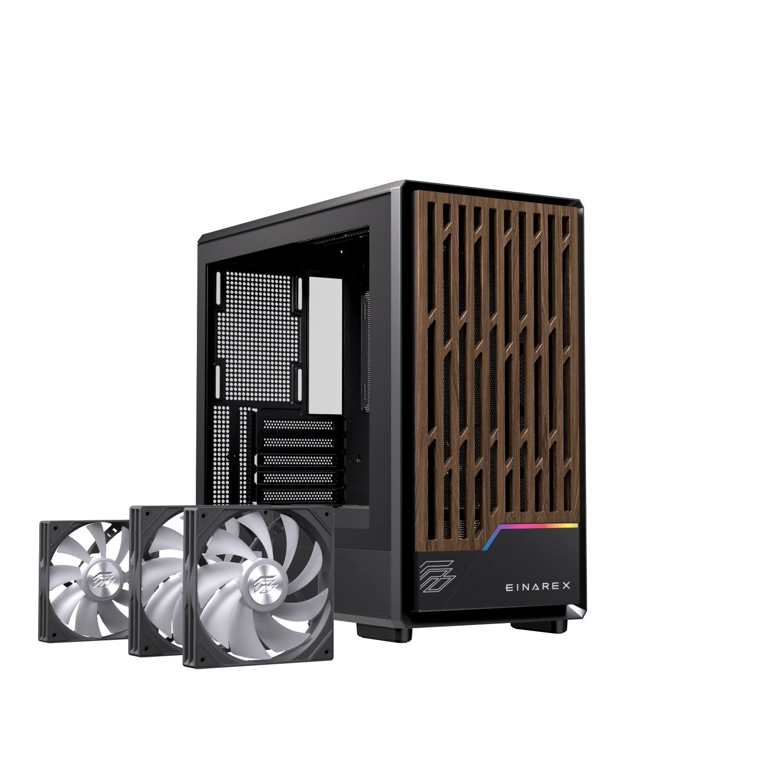 Caja Micro-Atx Semitorre Einarex Pm400 Rgb 3 Fans Negra Excs-Pm-400r-B