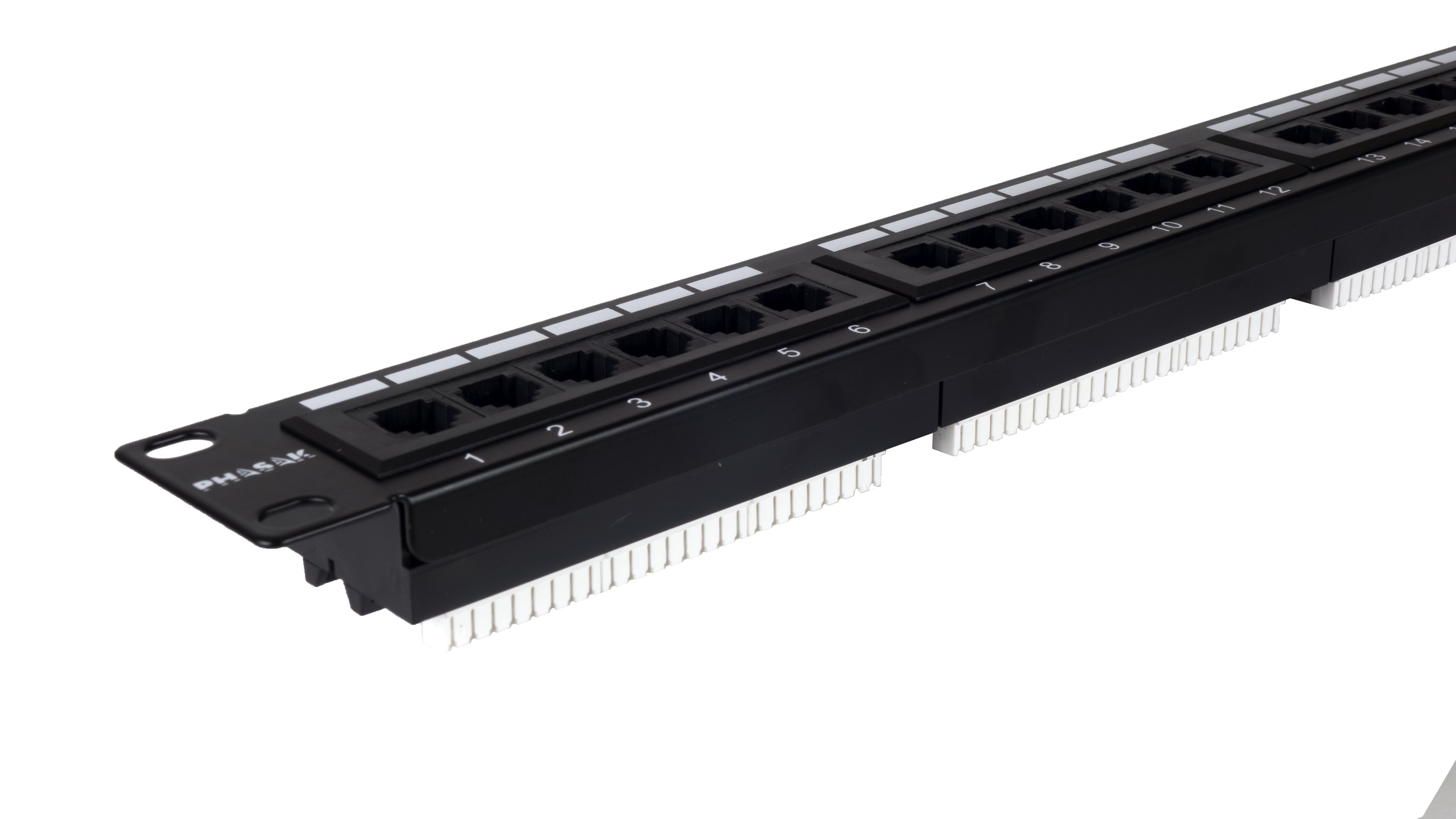 Phasak Panel De Transferencia Utp 19" Cat. 6a Dual 24 Puertos 1u Negro