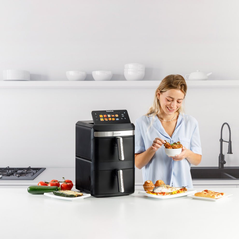 EAN 8414234730022 - Taurus Air Fry Duo Slim Doble 13 L Independiente 2800 W Freidora de aire caliente Negro imagen 8