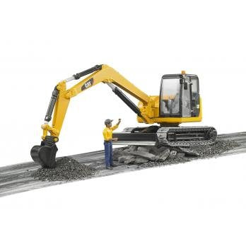 Bruder Mini Excavadora Cat Con Trabajador De La Construcción 02466