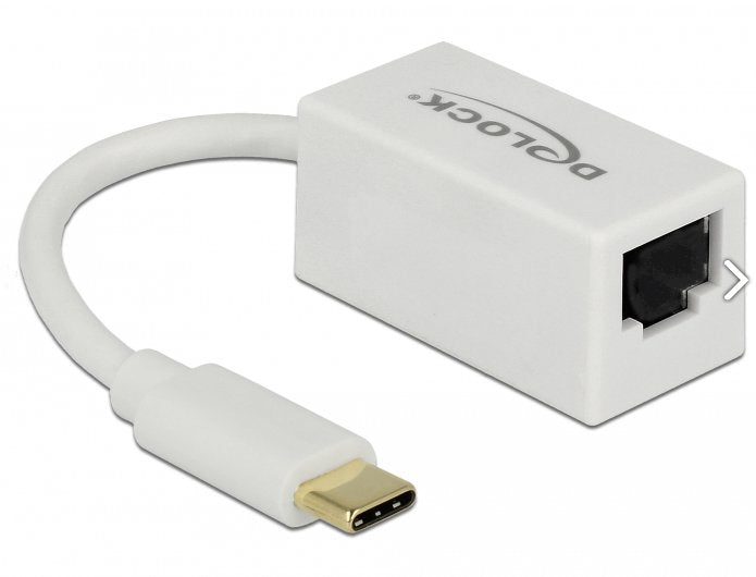 Delock Adaptador Superspeed Usb (Usb 3.1 Gen 1) Con Usb Type-C Macho Gigabit Lan 10/100/1000 Mbps Rj45 Blanco