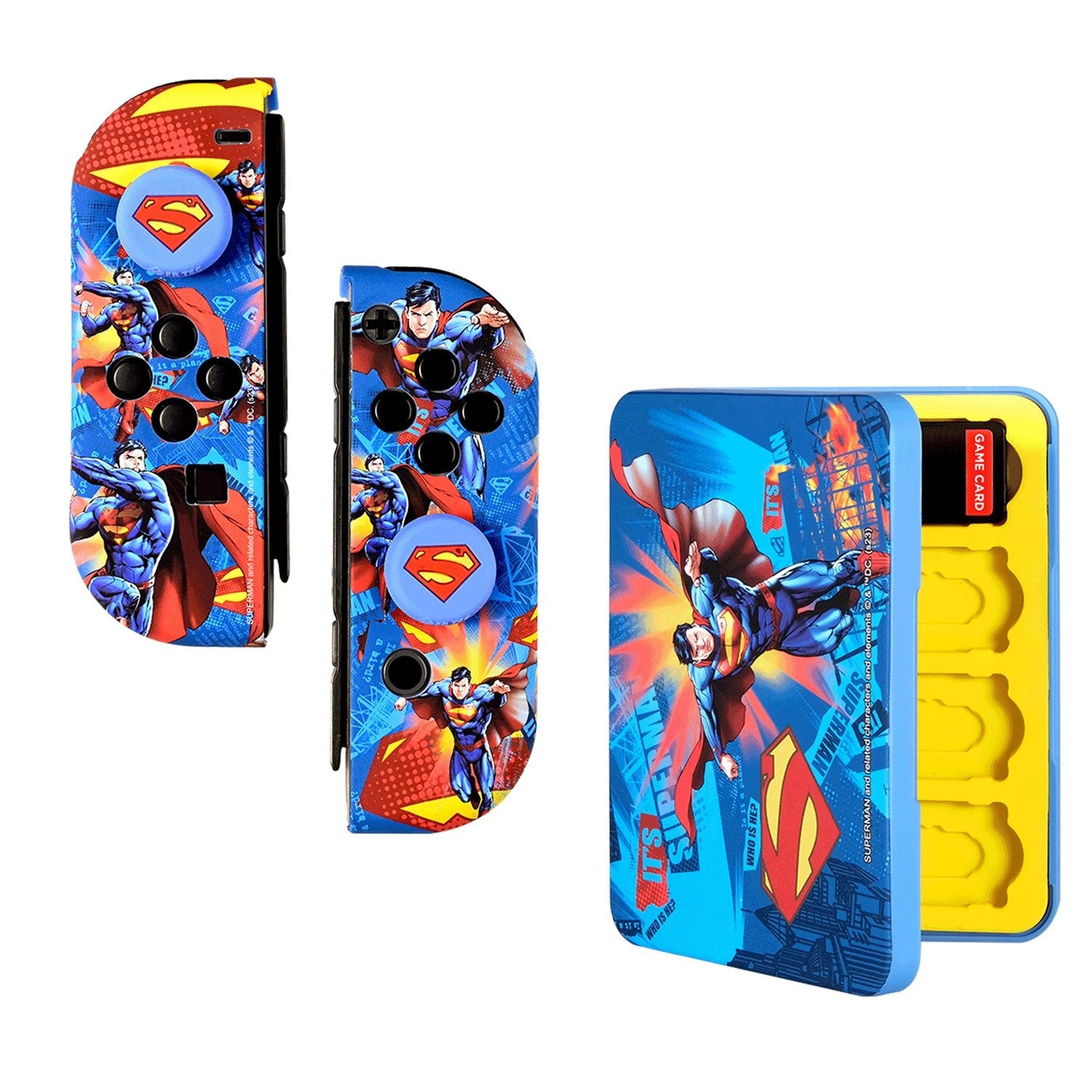Fr-Tec Carcasas Duras Protectoras Para Joycons De Superman Para Nintendo Switch - Grips Con Relieve Del Logo De