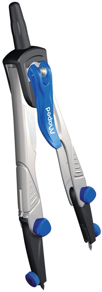 Maped Compás Technic Compact Con Adaptador, Estuche De Minas, Afilaminas Y Regla Estuche De 4 Piezas