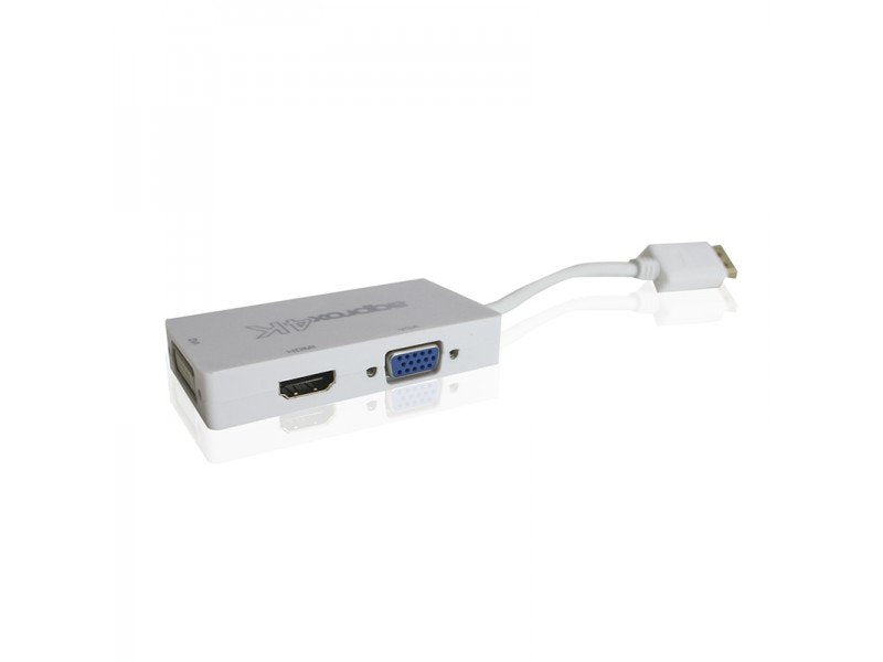 Approx Adaptador Displayport A Vga / Dvi / Hdmi 4k Blanco