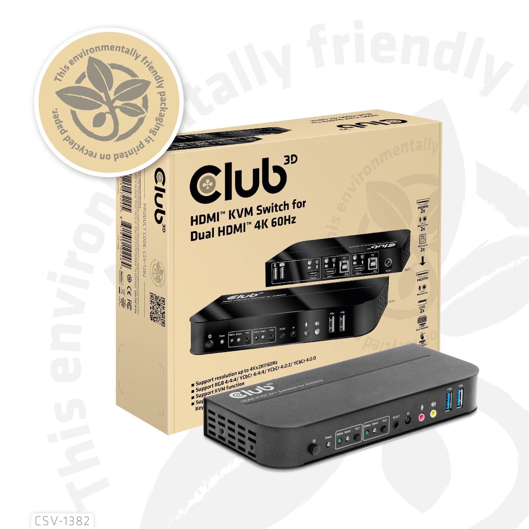 EAN 8719214472245 - CLUB3D CSV-1382 interruptor KVM Negro imagen 14