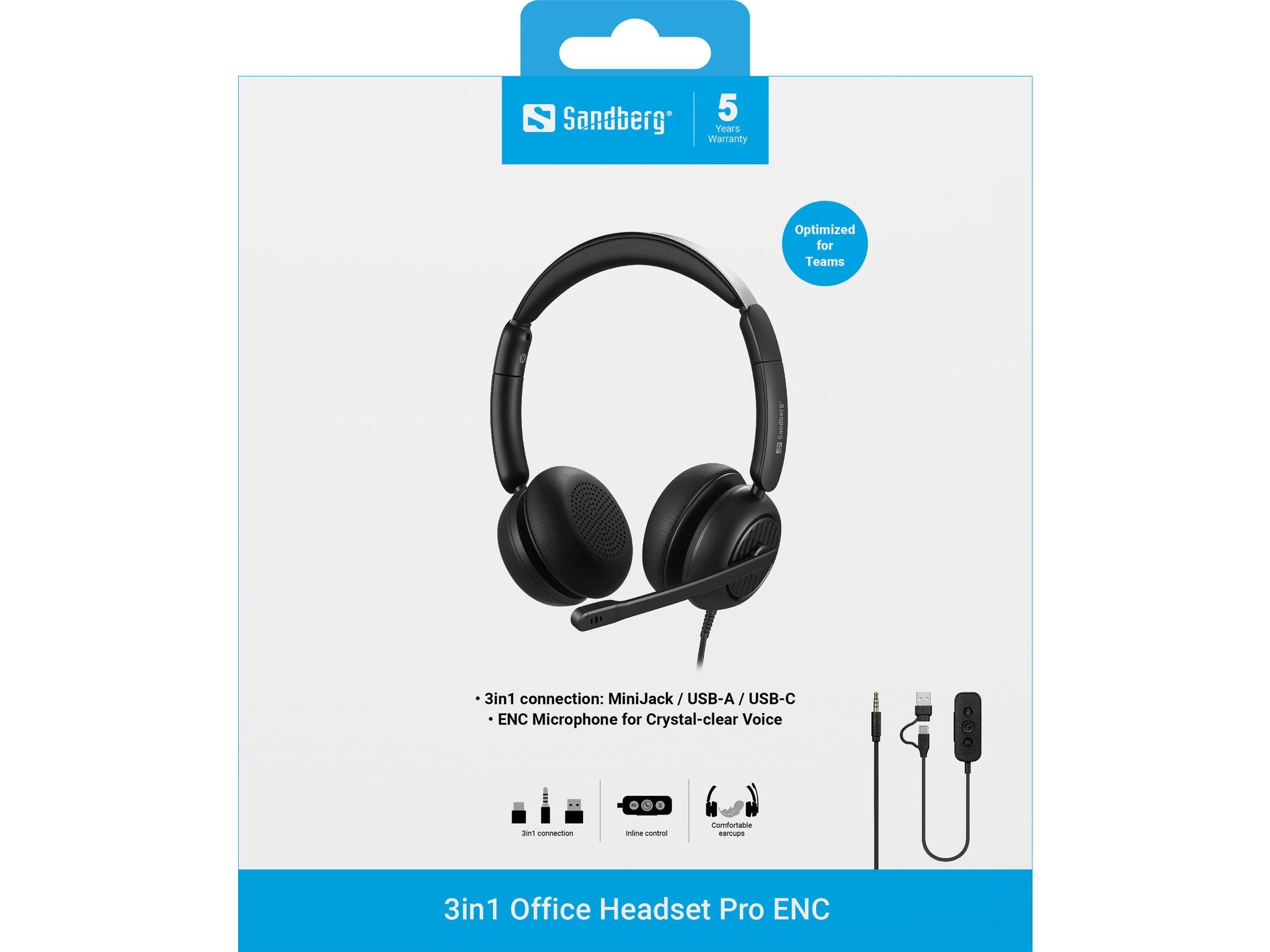 EAN 5705730126543 - Sandberg 126-54 auricular y casco Auriculares Alámbrico Diadema Oficina/Centro de llamadas USB Type-C / U imagen 3