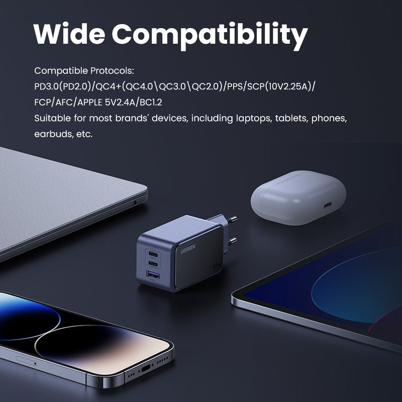 EAN 6941876230426 - Ugreen Nexode Air 65W sieninis kroviklis, USB + 2x USB-C pilkos spalvos Ordenador portátil, Teléfono móvi imagen 14