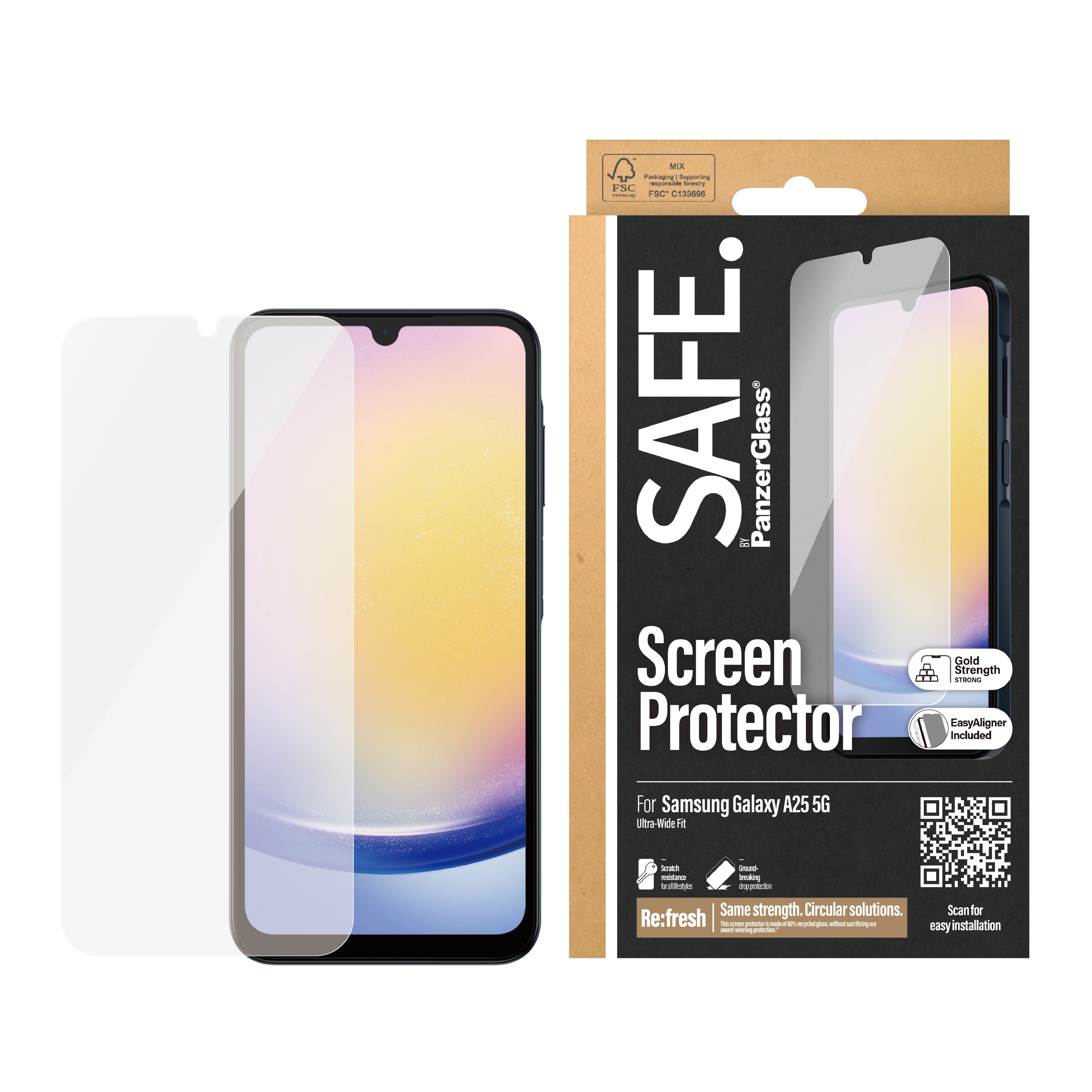 EAN 5711724956805 - PanzerGlass SAFE. by ® Screen Protector Samsung Galaxy A25 5G | Ultra-Wide Fit w. EasyAligner Protector d imagen 2
