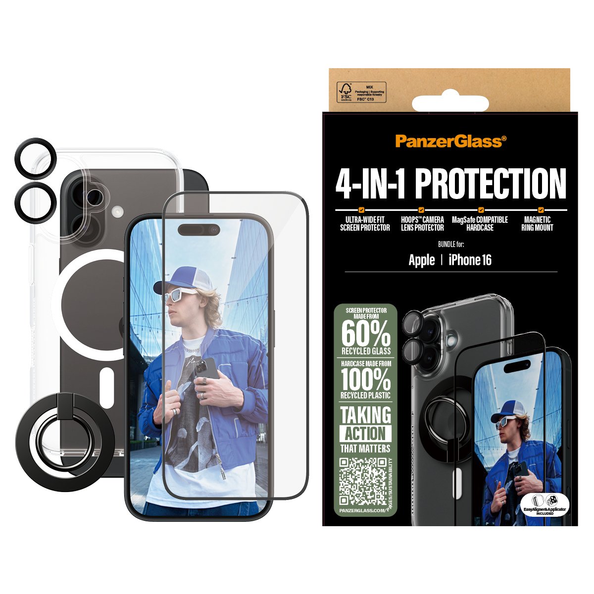EAN 5715685003493 - PanzerGlass ® 4-in-1 Protection Bundle iPhone 16 Protector de pantalla Apple 1 pieza(s) imagen 2