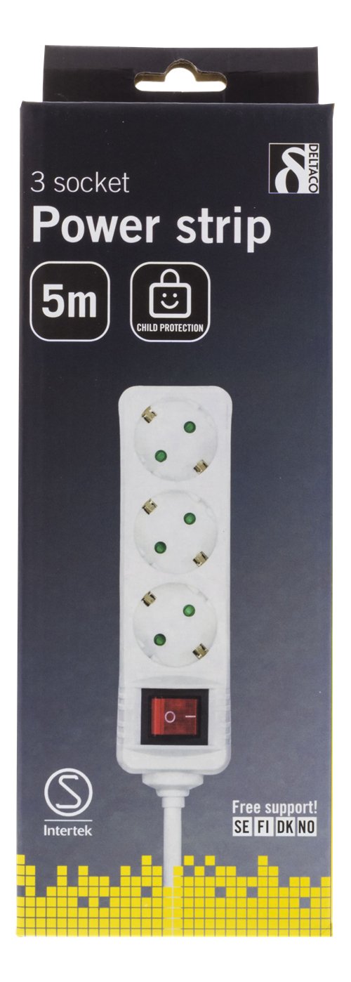 EAN 7340004689065 - Deltaco GT-116D base múltiple 5 m 3 salidas AC Interior Blanco imagen 3