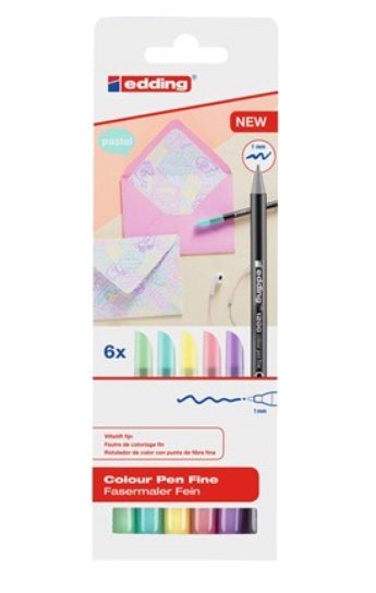 EAN 4057305020147 - Edding 1200 Verde, Gris, Rosa, Turquesa, Violeta, Amarillo 6 pieza(s) imagen 1