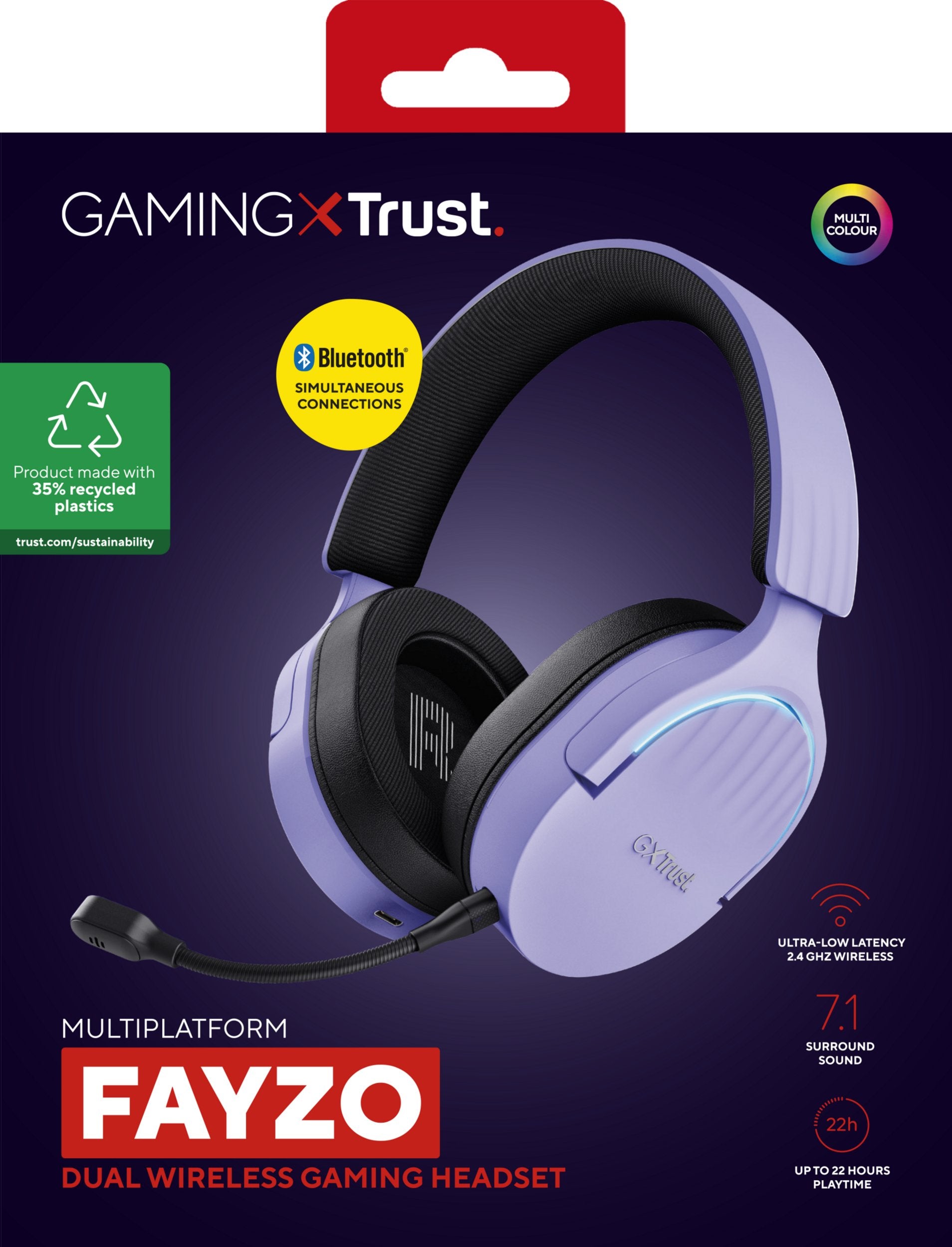EAN 8713439253054 - Trust GXT 491P FAYZO Auriculares Inalámbrico y alámbrico Diadema Juego USB tipo A Bluetooth Negro, Púrpur imagen 14