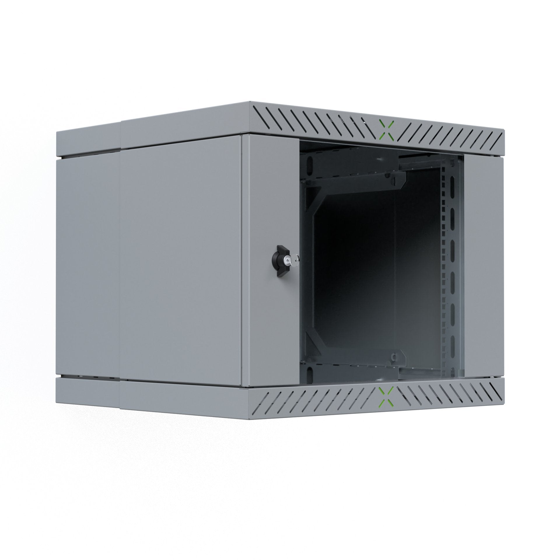 Armario De Pared X-Rack De 19" Con Puerta De Vidrio De 400-600 Mm, 9u, Color Gris.